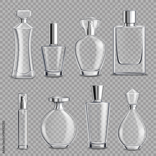 Perfume Glass Bottles Realistic Transparent