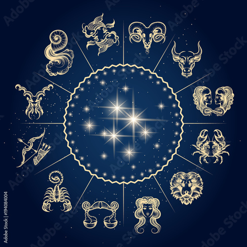Horoscope Circle with Zodiac Signs