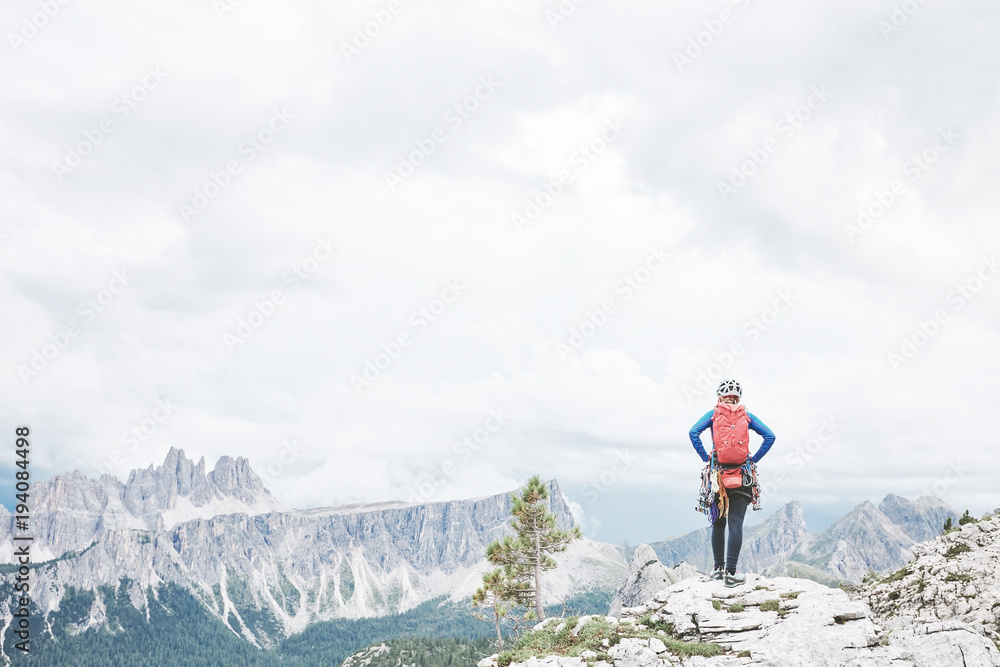 Rock climber in Dolomites