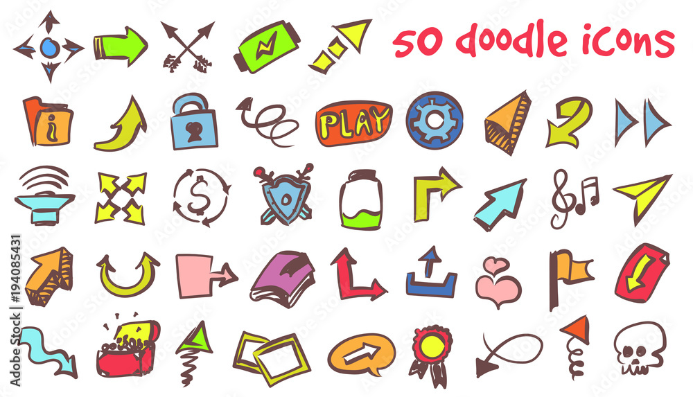 vector doodle icons set