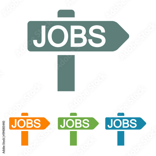 Icono plano JOBS en cartel direccion en varios colores