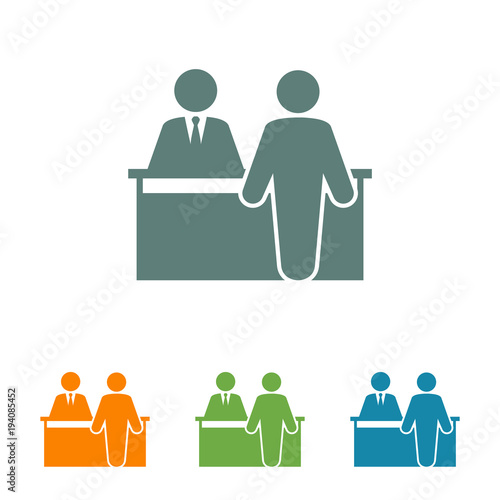 Icono plano mostrador atencion al publico en varios colores