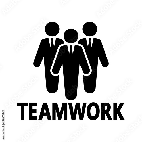 Icono plano TEAMWORK en grupo de trabajo en color negro