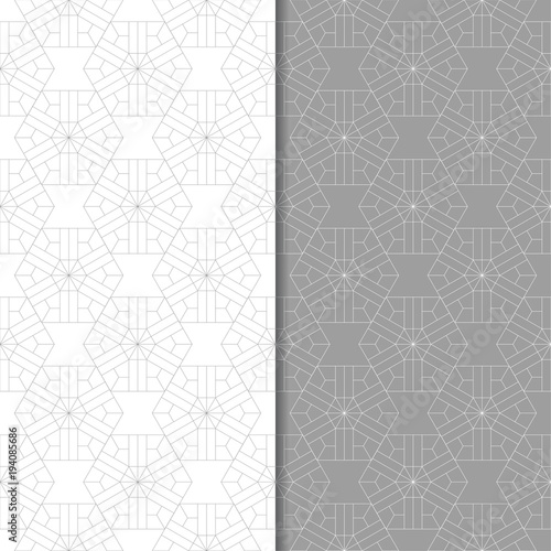 Gray and white geometric set of seamless patterns © Liudmyla