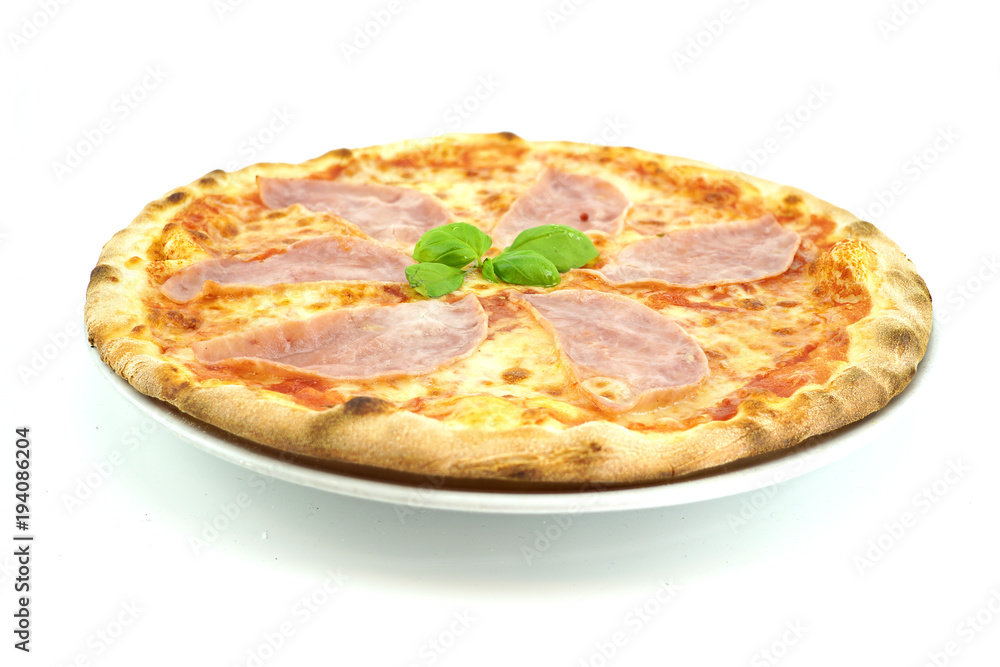 Cheese pizza with salami 