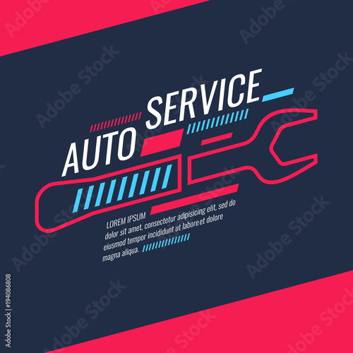 Modern auto service poster. Vector illustration