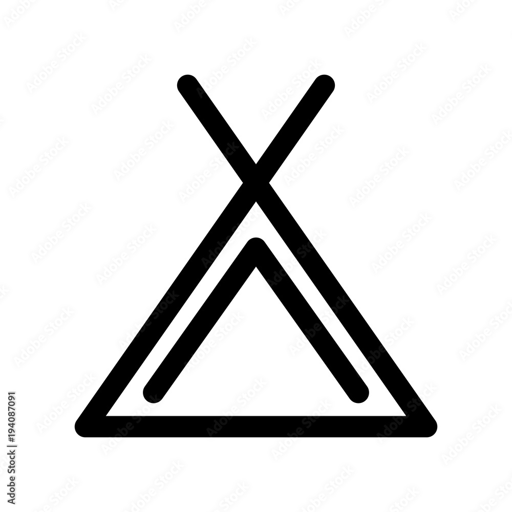Camping tent icon. Symbol of campsite. Outline modern design element. Simple black flat vector sign with rounded corners. Camping tent icon. Symbol of campsite. Outline modern design element. Simple black flat vector sign with rounded corners.