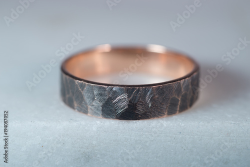 Mens wedding gold ring with palladium