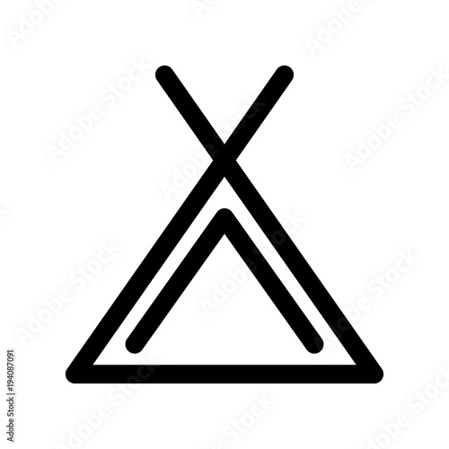 Camping tent icon. Symbol of campsite. Outline modern design element. Simple black flat vector sign with rounded corners.