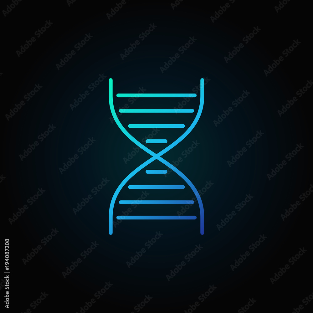 Dna spiral blue vector icon or symbol in line style Dna spiral blue vector icon or symbol in line style