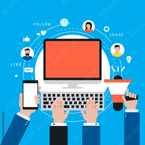Social media and networking concept flat design vector illustration