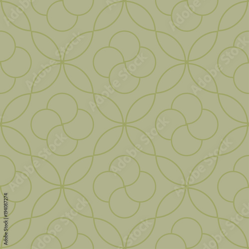 Geometric ornament. Olive green seamless pattern