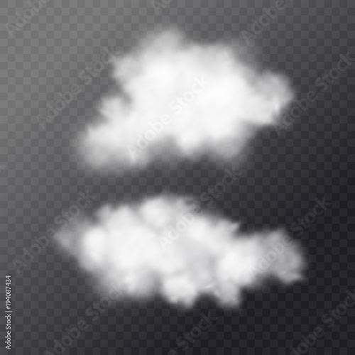 Transparent white cloud in the background. Realistic illustration.