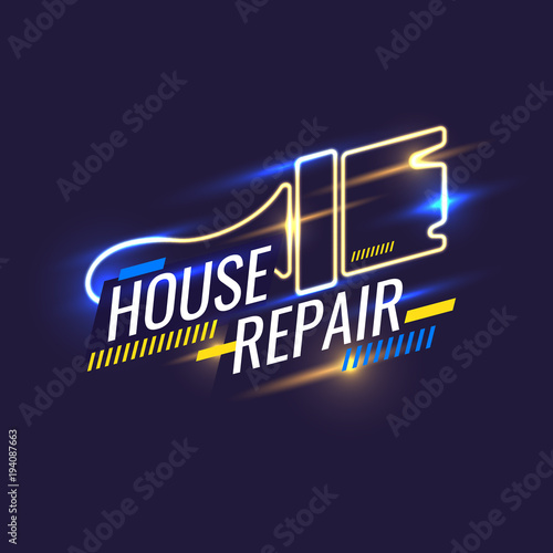 Hand tools for home renovation and construction. Vintage House repair poster.