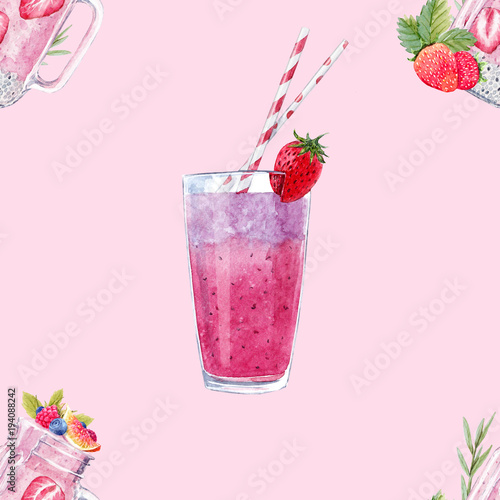 Watercolor smoothie pattern