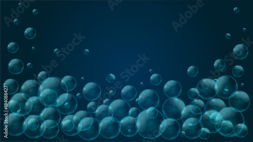 Geometric Abstract blue background with blue green drops bubbles. Vector illustration. To decorate a banner, website, leaflet, cover, poster.