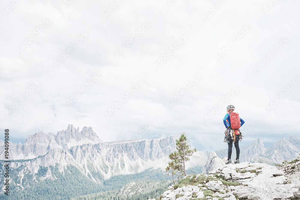 Rock climber in Dolomites