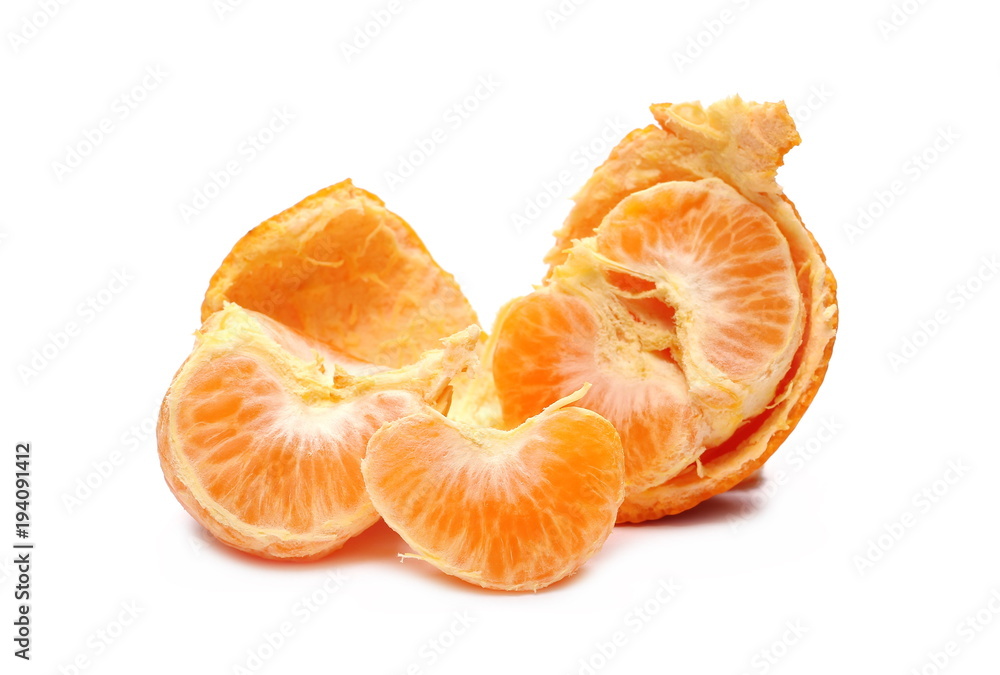 Mandarin orange, citrus fruit slices isolated on white Mandarin orange, citrus fruit slices isolated on white