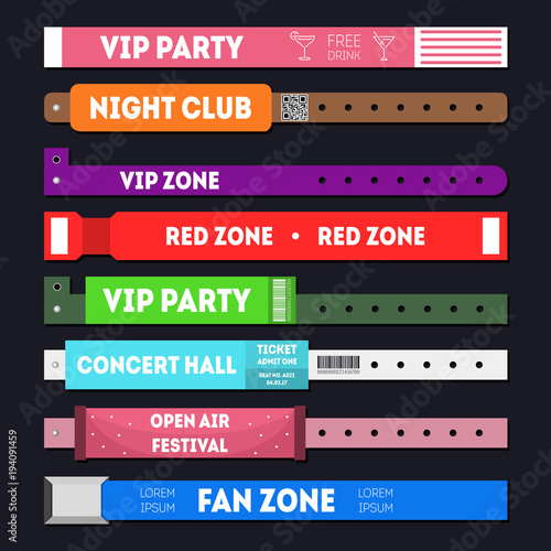 Cartoon Event Bracelet Template Set. Vector