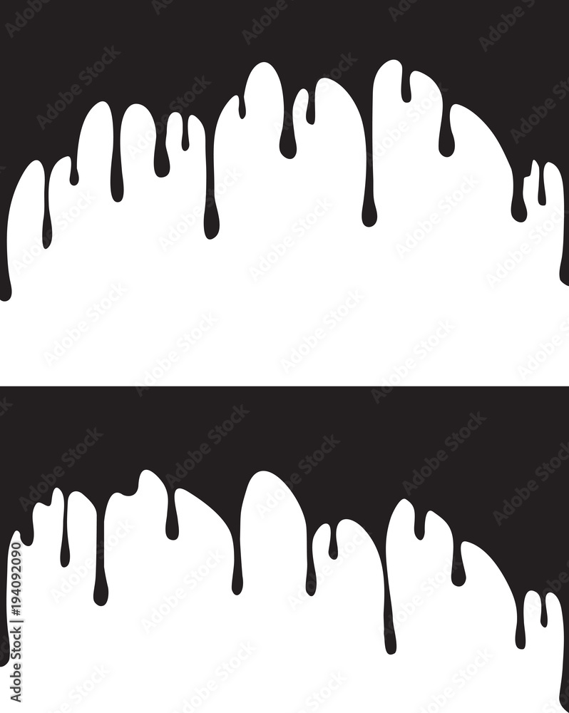 Pair of black paint drips. Vector illustration for your design. Pair of black paint drips. Vector illustration for your design.