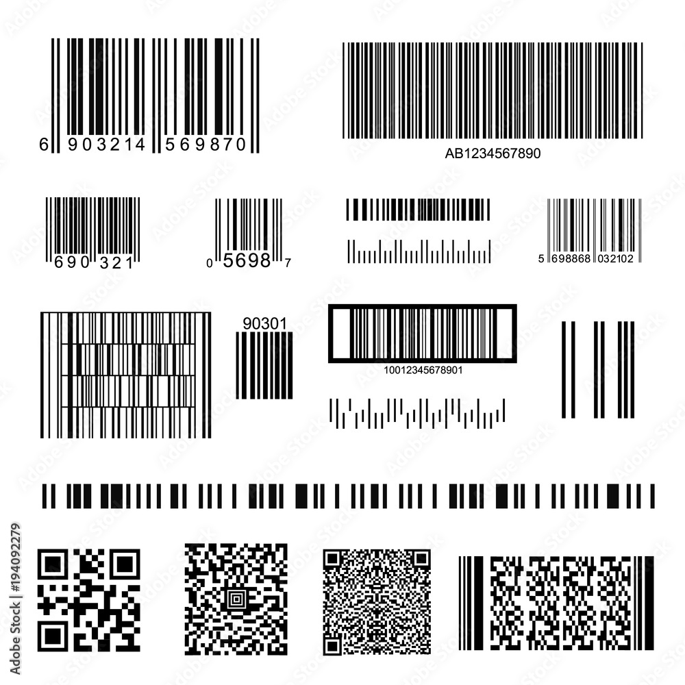 Barcode and QR Code Set. Vector Barcode and QR Code Set. Vector