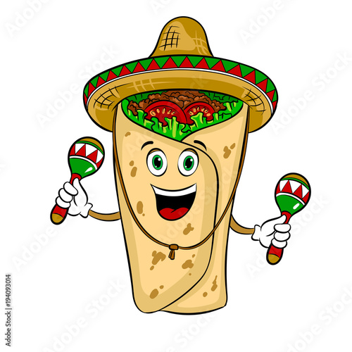 Burrito and maraca pop art vector illustration