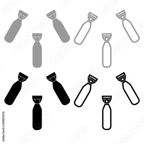 Military air bomb iconset grey black color Illustration