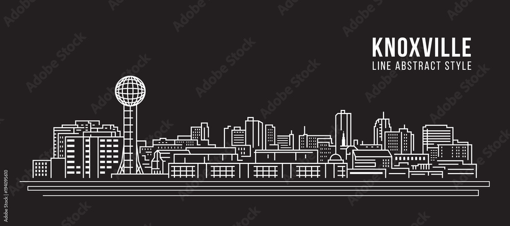 Fototapeta Cityscape Building Linia sztuki Wektor ilustracja projektu - miasto Knoxville
