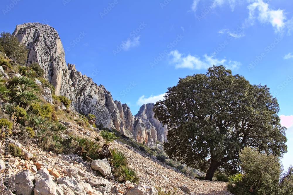 Peaks in the Bernia mountain range. Alicante. Spain