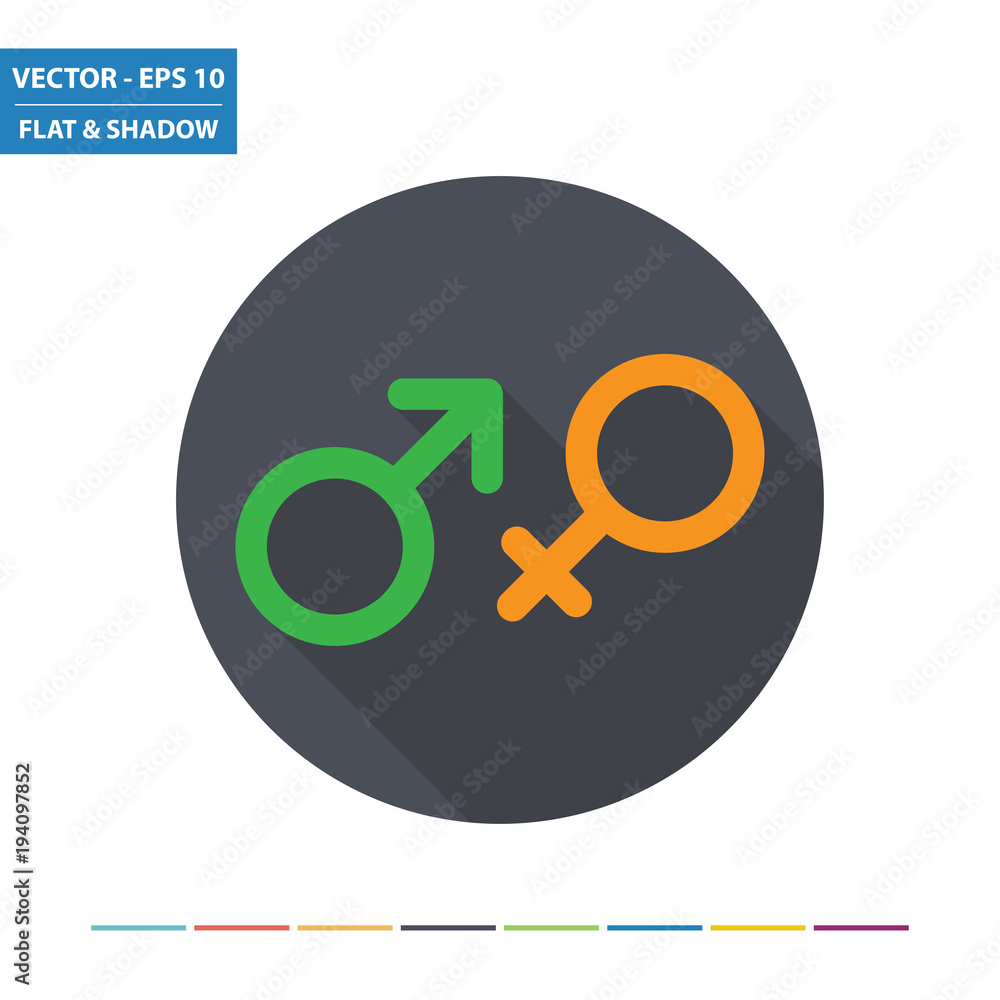 Male and female flat icon with long shadow. Vector Illustration. Male and female flat icon with long shadow. Vector Illustration.
