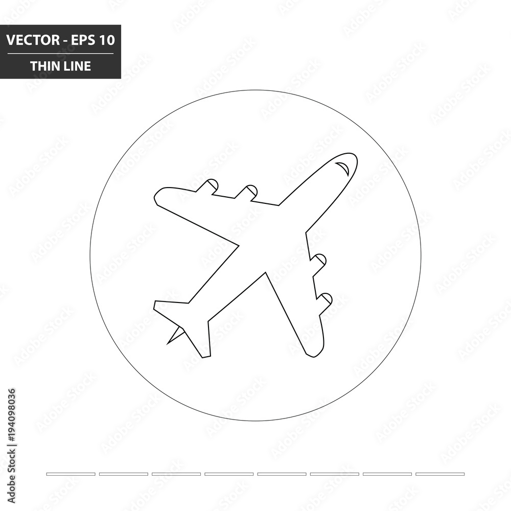 Plane flat thin line icon. Vector illustration. Plane flat thin line icon. Vector illustration.