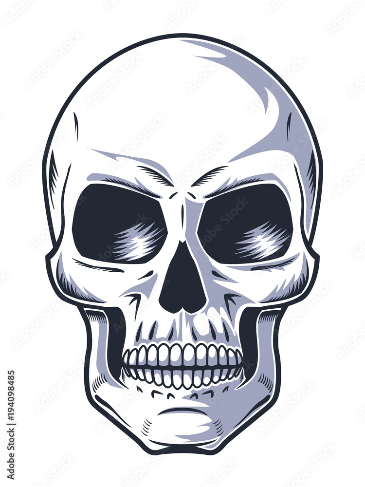 Obraz premium Hand Drawn Skull with Evil Look