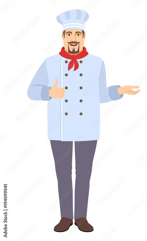 Chef showing thumb up and gesticulating Chef showing thumb up and gesticulating