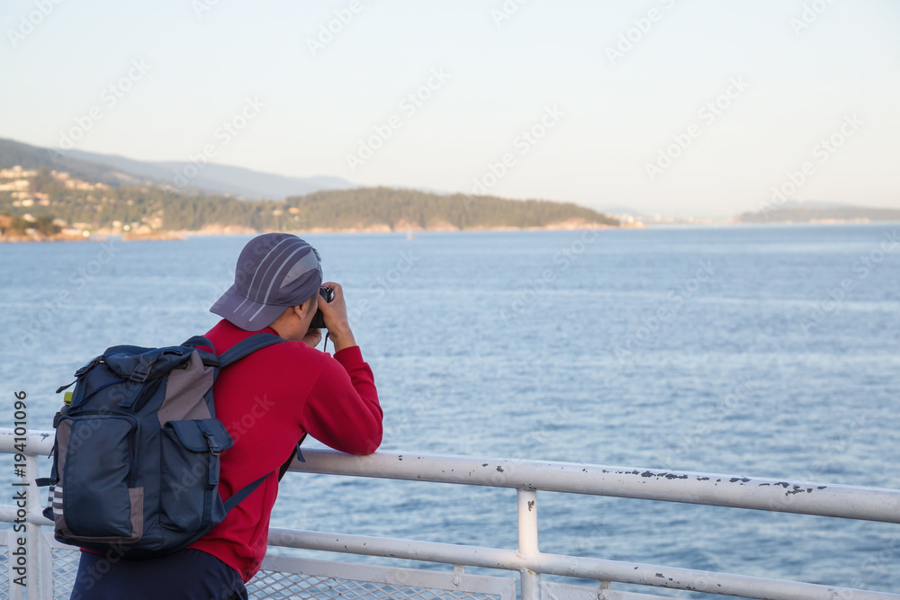 Man on Ferry in Horseshoe Bay, Vancouver, BC, Canada. Man on Ferry in Horseshoe Bay, Vancouver, BC, Canada.
