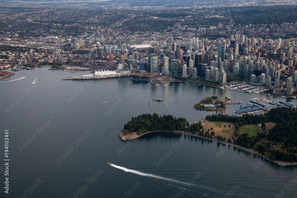 Aerial view of Downtown Vancouver, British Columbia, Canada.