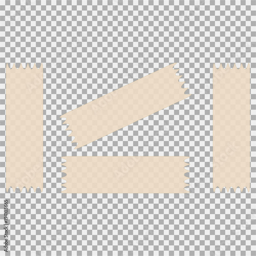 Yellow transparent scotch tape sticky slice. Vector illustration