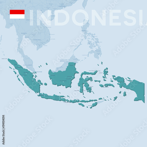 Verctor Map of cities and roads in Indonesia.