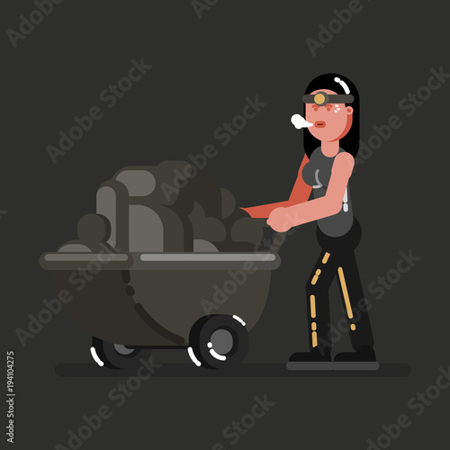 Miner girl with rocks