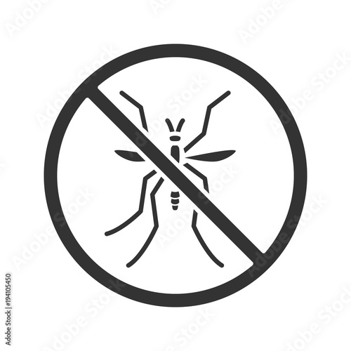 Stop mosquitos sign glyph icon