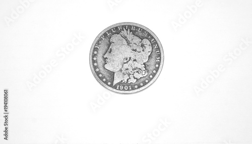 Tableau sur toile Rare morgan 1901 silver dollar coin for sale indoors.