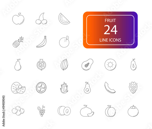 Line icons set. Fruit pack. Vector illustration