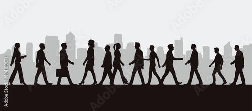 People Walking Silhouettes