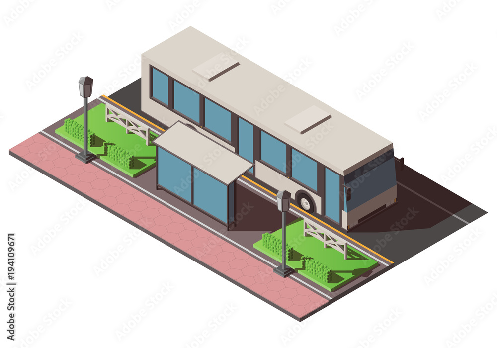 Isometric bus stop Isometric bus stop