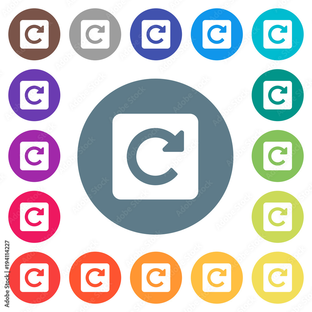 Rotate right flat white icons on round color backgrounds Rotate right flat white icons on round color backgrounds