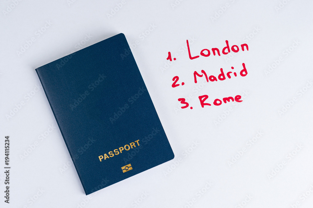 Blue clean passport and list the city of Europe.