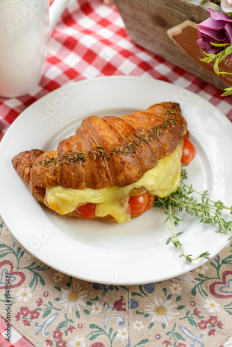 Croissant with Bacon and cheese