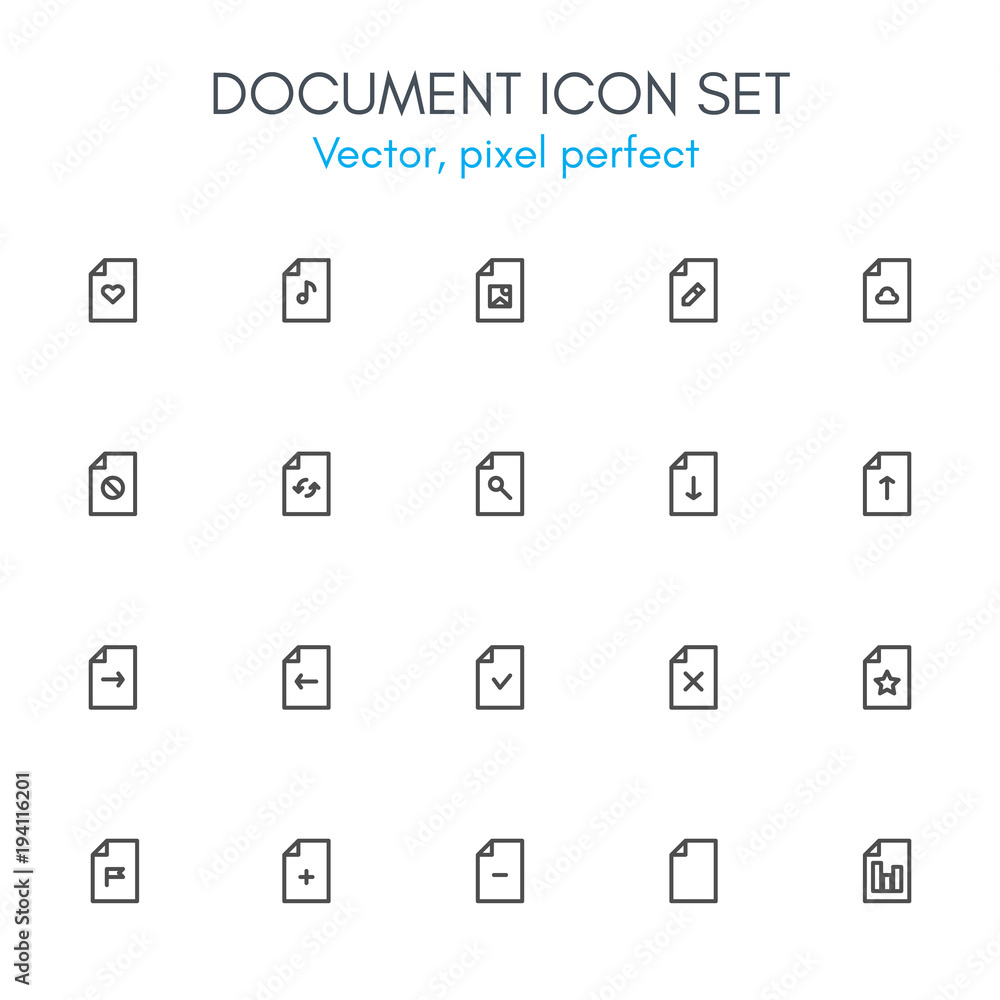 Document theme, line icon set. Document theme, line icon set.