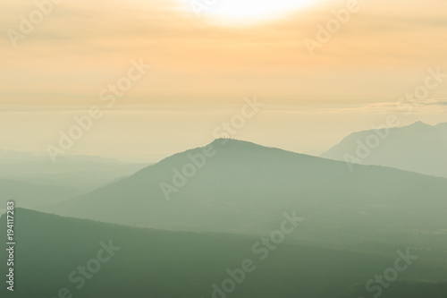 sunrise view of landscape at Tropical Mountain Range Phu Rua National Park Loei Thailand © sanpom