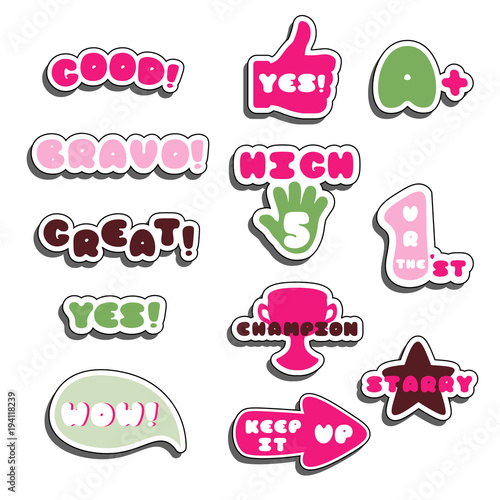 Vector Achievement school Labels set.