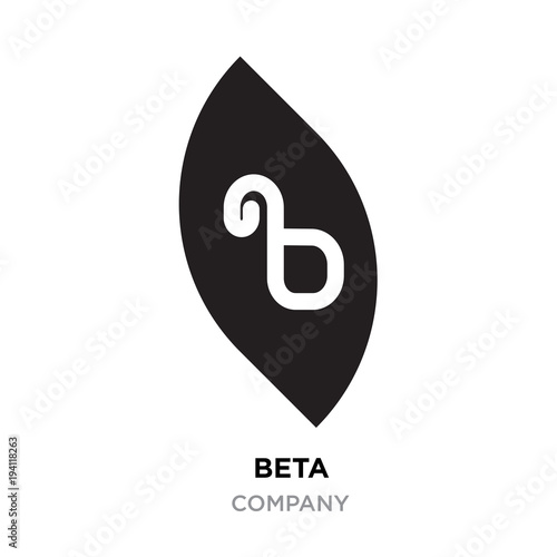 beta logo,abstract white flat vector sign B in modern style black background